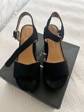 Black suede platform sandal